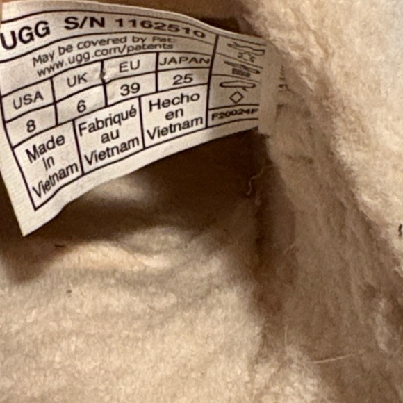 UGG Tan Suede Mules with Plush Cream Trim - Picture 8 of 8